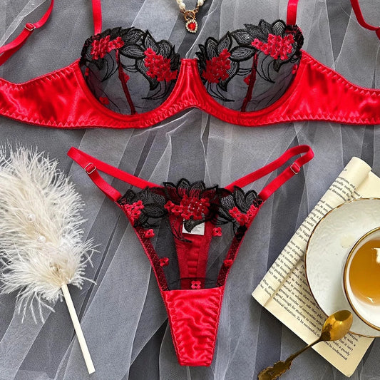 3 Piece Love Red Intimate Lingerie Set